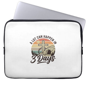 Funda Para Portátil Camiseta Retro Cruz Cueva 3 Días Pascua Cristiana