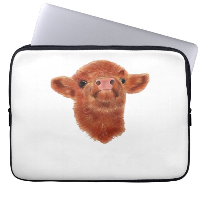 Funda Para Portátil Camiseta sobredimensionada de vaca Highland (Frente)