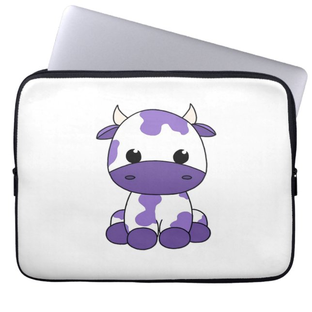 Funda Para Portátil Camiseta sobredimensionada de vaca morada_1 (Frente)