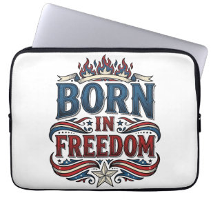 Funda Para Portátil Camiseta Vector Vintage Patriótica Nacida en Liber
