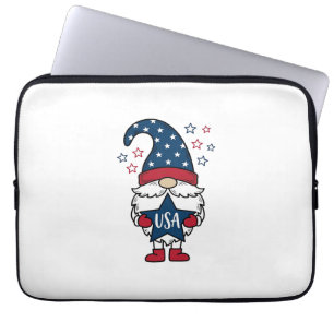 Funda Para Portátil Camiseta Vectorial de Diseño de Gnomo Patriótico U