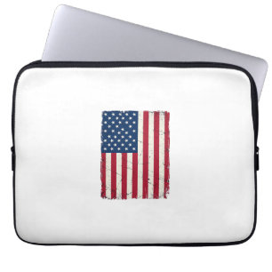 Funda Para Portátil Camiseta vectorial de la bandera americana desgast