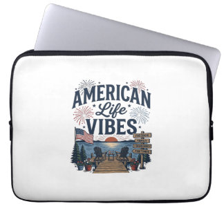 Funda Para Portátil Camiseta Vectorial de Lago Patriótico Vibraciones