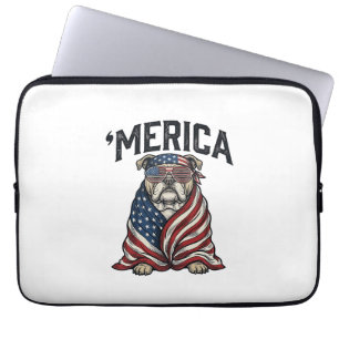 Funda Para Portátil Camiseta vectorial vintage 'Merica de Bulldog Patr