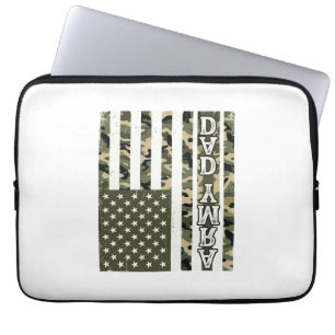 Funda Para Portátil Camiseta vintage de la bandera americana de camufl