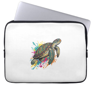 Funda Para Portátil Camiseta Vintage Grabado Tortuga Marina Splash Col