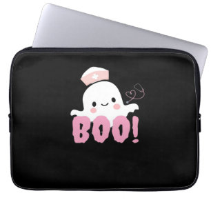 Funda Para Portátil Camisetas de enfermería de Halloween ¡Boo femenino