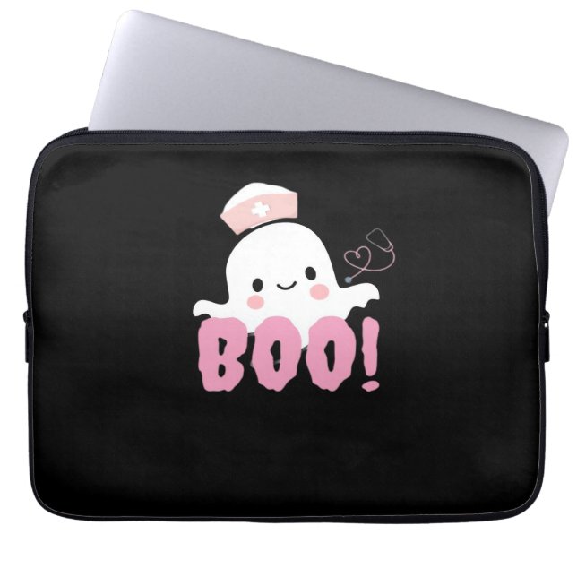 Funda Para Portátil Camisetas de enfermería de Halloween ¡Boo femenino (Frente)