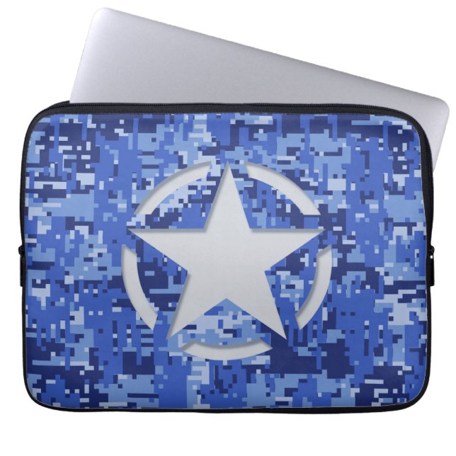 Funda Para Portátil Camo azul de la Marina Decal de Esténcil de Estrel (Frente)