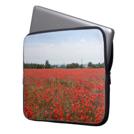 Funda Para Portátil Campo de amapola a mano