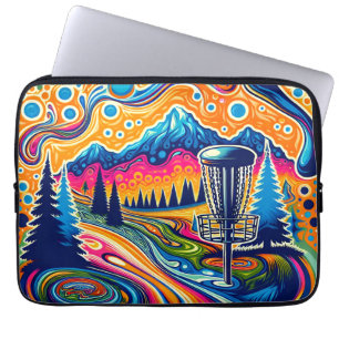Funda Para Portátil Campo de golf de disco psicodélico en las montañas