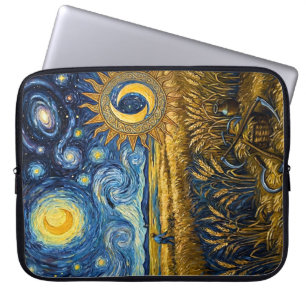 Funda Para Portátil Campo de trigo dorado de cosecha estrellada al est
