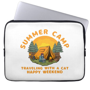 Funda Para Portátil Campo de verano viajando con un gato