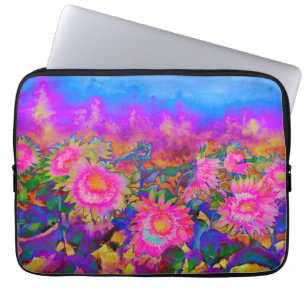 Funda Para Portátil Campos de girasol - rosa