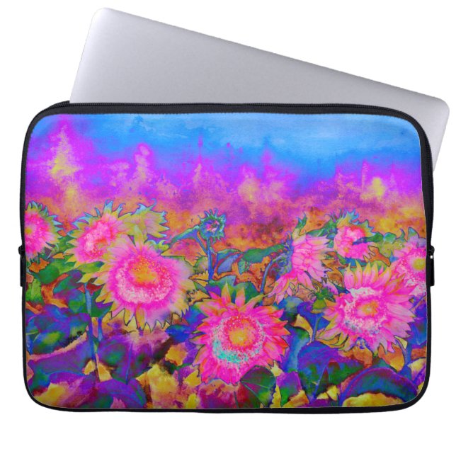Funda Para Portátil Campos de girasol - rosa (Frente)