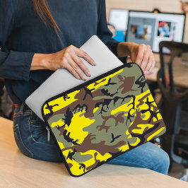 Funda Para Portátil Camuflaje amarillo y marrón, ejército