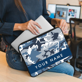 Funda Para Portátil Camuflaje Azul Nieve de Invierno Personaliza tu no