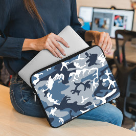 Funda Para Portátil Camuflaje Azul Nieve Invernal, Militar, Ejército