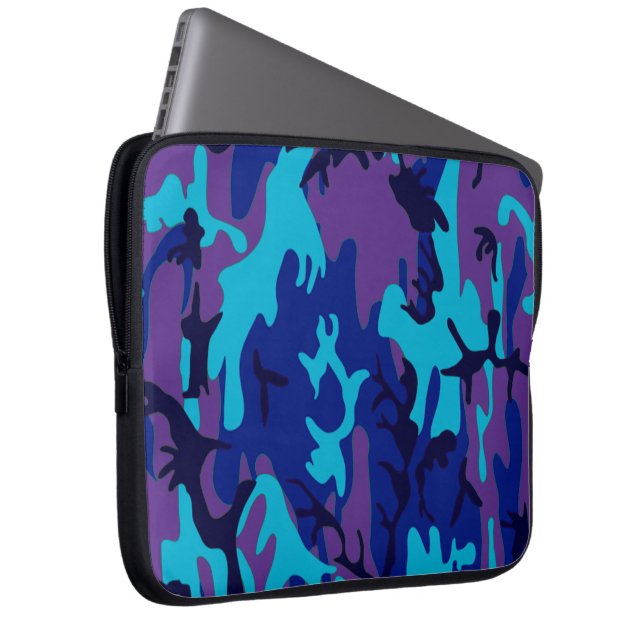 Funda Para Portátil Camuflaje azul oscuro y morado (Anverso derecho)