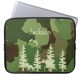 Funda Para Portátil Camuflaje de cazadores verdes forestales e impresi