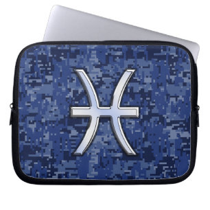 Funda Para Portátil Camuflaje digital azul de la Marina de Rótulo Pisc