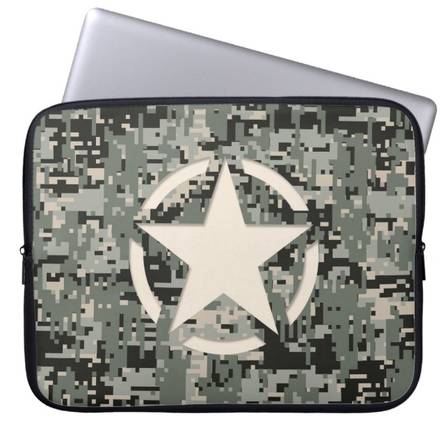 Funda Para Portátil Camuflaje digital de caqui al estilo Esténcil de E (Frente)