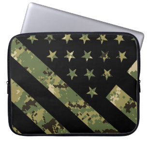 Funda Para Portátil Camuflaje digital militar Bandera estadounidense