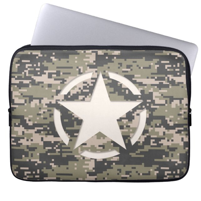 Funda Para Portátil Camuflaje digital Pixel Symbol Star (Frente)