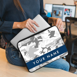 Funda Para Portátil Camuflaje Gris Nieve de Invierno Personaliza tu no