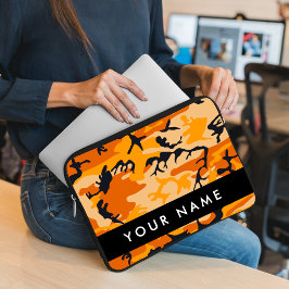 Funda Para Portátil Camuflaje Naranja Personaliza tu nombre