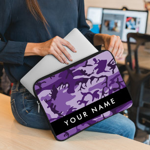 Funda Para Portátil Camuflaje Púrpura Personaliza tu nombre