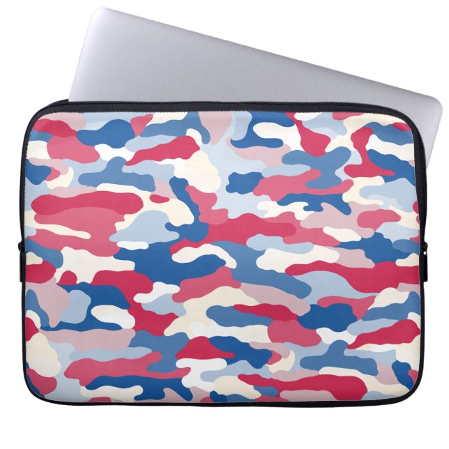 Funda Para Portátil Camuflaje rojo blanco y azul (Frente)
