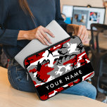 Funda Para Portátil Camuflaje rojo y gris Tu nombre Personaliza<br><div class="desc">Elegante,  elegante y sofisticado diseño de camuflaje en color rojo y gris. Regalo moderno y moderno,  perfecto para el amante del ejército en tu vida. Personalice agregando su nombre,  apodo,  monograma o iniciales.</div>