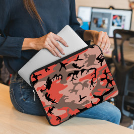 Funda Para Portátil Camuflaje rojo y marrón, militar, ejército