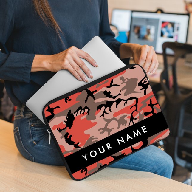 Funda Para Portátil Camuflaje rojo y marrón Tu nombre Personaliza (Subido por el creador)