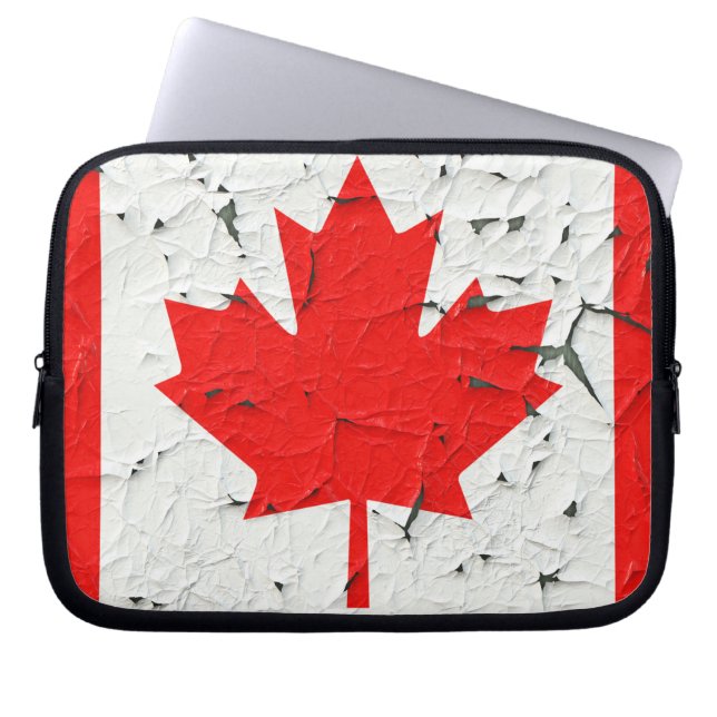 Funda Para Portátil Canadiense Red Maple Leaf CANADA Peeling Paint (Frente)