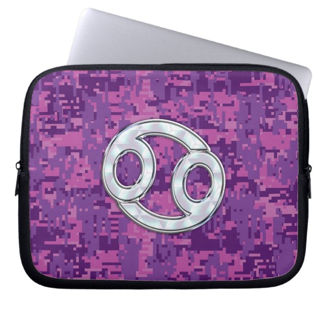 Funda Para Portátil Cáncer moderno Rótulo Zodiaco Camuflaje Digital Ro (Frente)