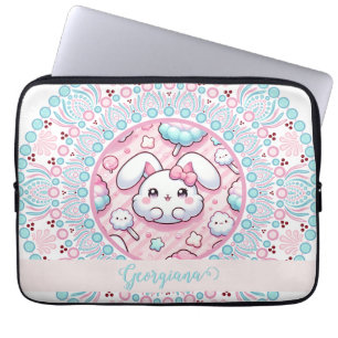 Funda Para Portátil Candy de algodón personalizado Kawaii Bunny Dot Ma