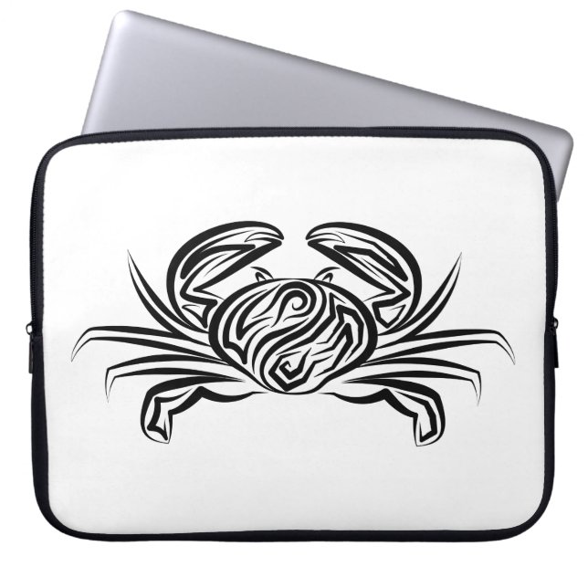 Funda Para Portátil Cangrejo tribal blanco y negro (Frente)