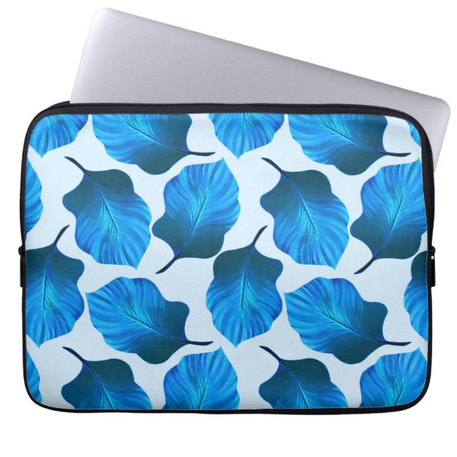 Funda Para Portátil Canna Tropicanna Las hojas tropicales en azul (Frente)