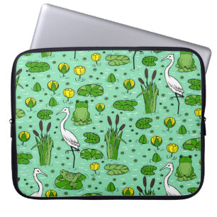 Funda Para Portátil Cañones, garzas, lirios: enjambre vintage.