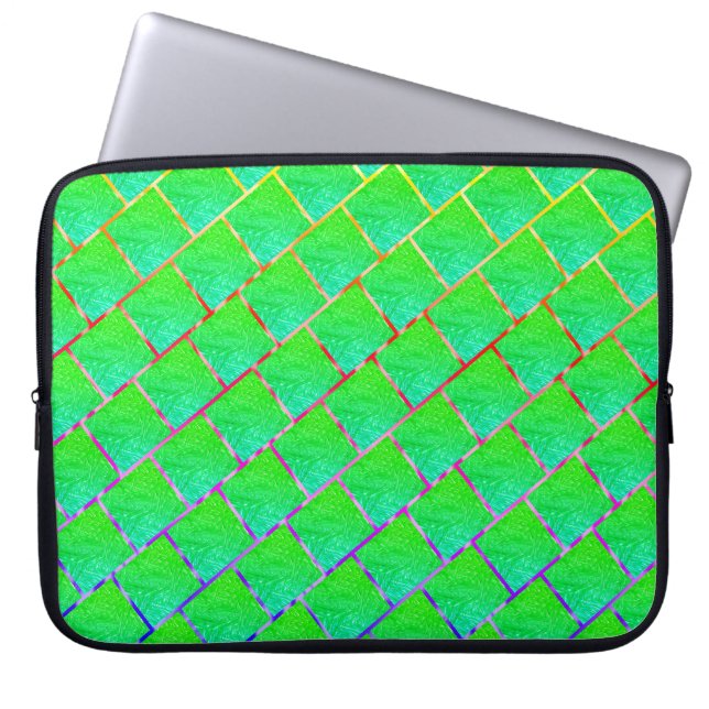 Funda Para Portátil Capa de Laptop, quadros verde azulados, e linhas (Frente)