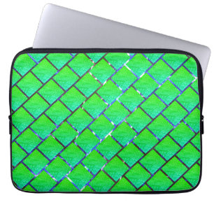 Funda Para Portátil Capa de Laptop, quadros verde azulados, e linhas
