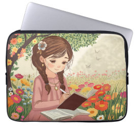 Funda Para Portátil Capa para laptop Menina no Jardim