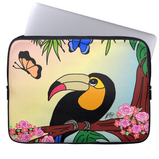 Funda Para Portátil Capa para laptop Tucano e borboletas (Frente)