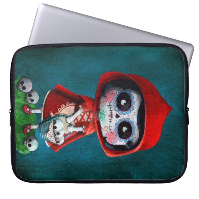 Funda Para Portátil Caperucita Rojo de Dia de los Muertos (Frente)