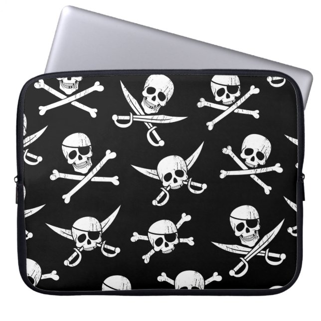 Funda Para Portátil Capitán de cráneo pirata cruza huesos Manga de por (Frente)