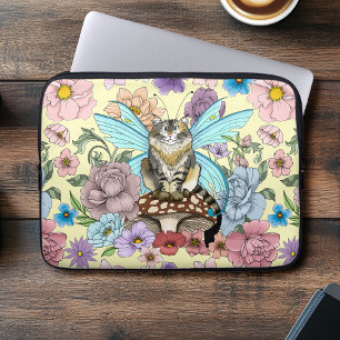 Funda Para Portátil Caprichosa gata hada atigrada pastel Floral Fantas