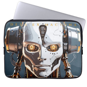 Funda Para Portátil Cara de Cyborg Android de Oro Blanco Futurista