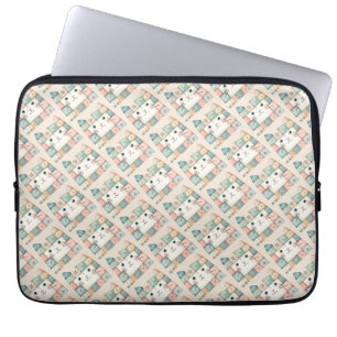 Funda Para Portátil Cara de gatito de cottage pastel de falso patchwor